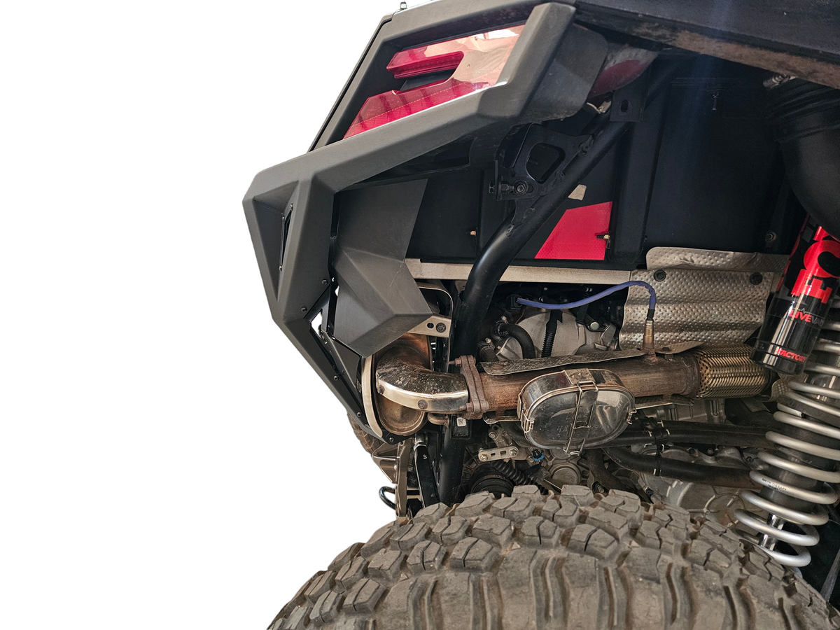 Hammer black powder coat finish on Polaris RZR Pro XP rear bumper