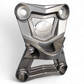 Radius Rod Plate with Tow Hook in gunmetal anodize on Polaris RZR Pro R showing 6061 billet aluminum and recovery hook