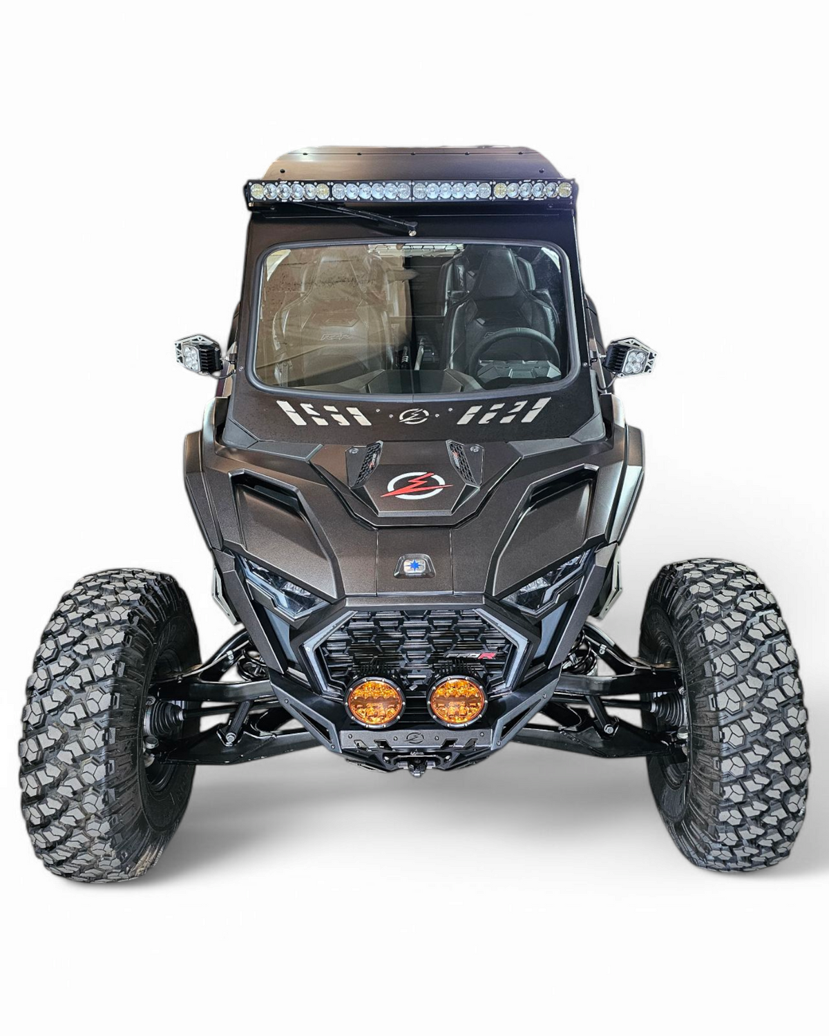 Powder coat finish detail on Polaris RZR Pro R heavy-gauge steel front bumper