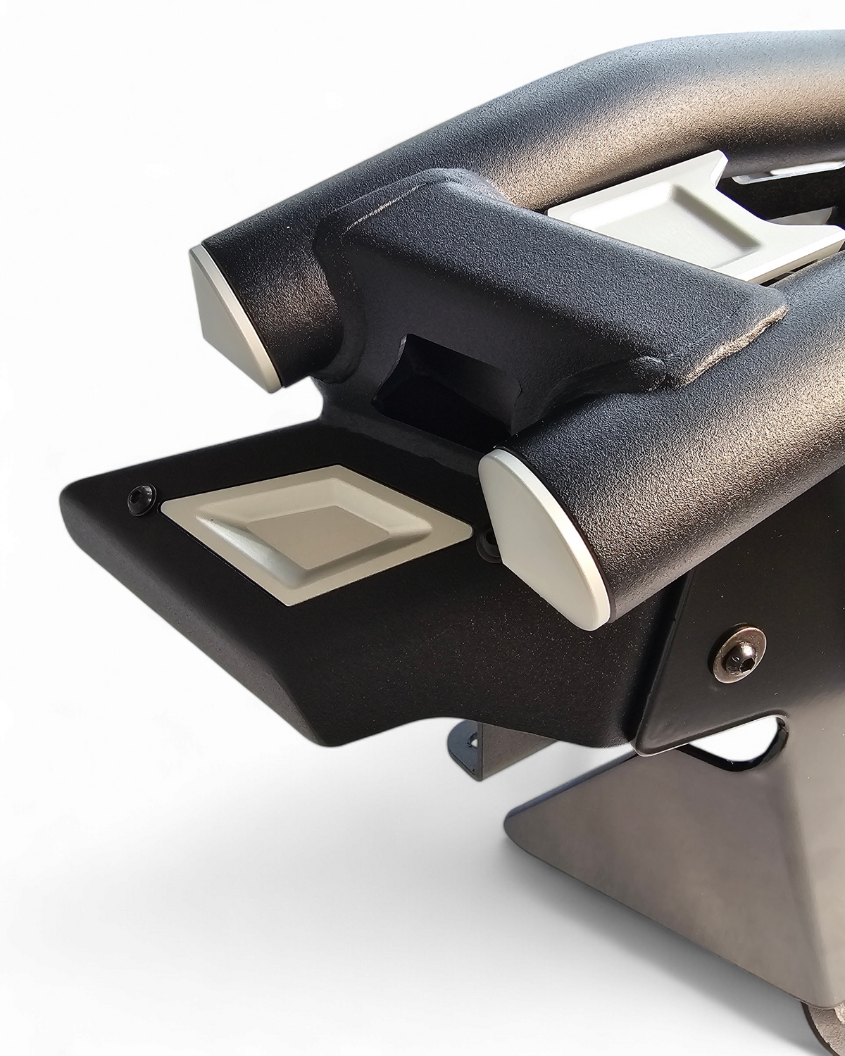 Tubular bar and billet accent detail on Polaris RZR Amp front bumper