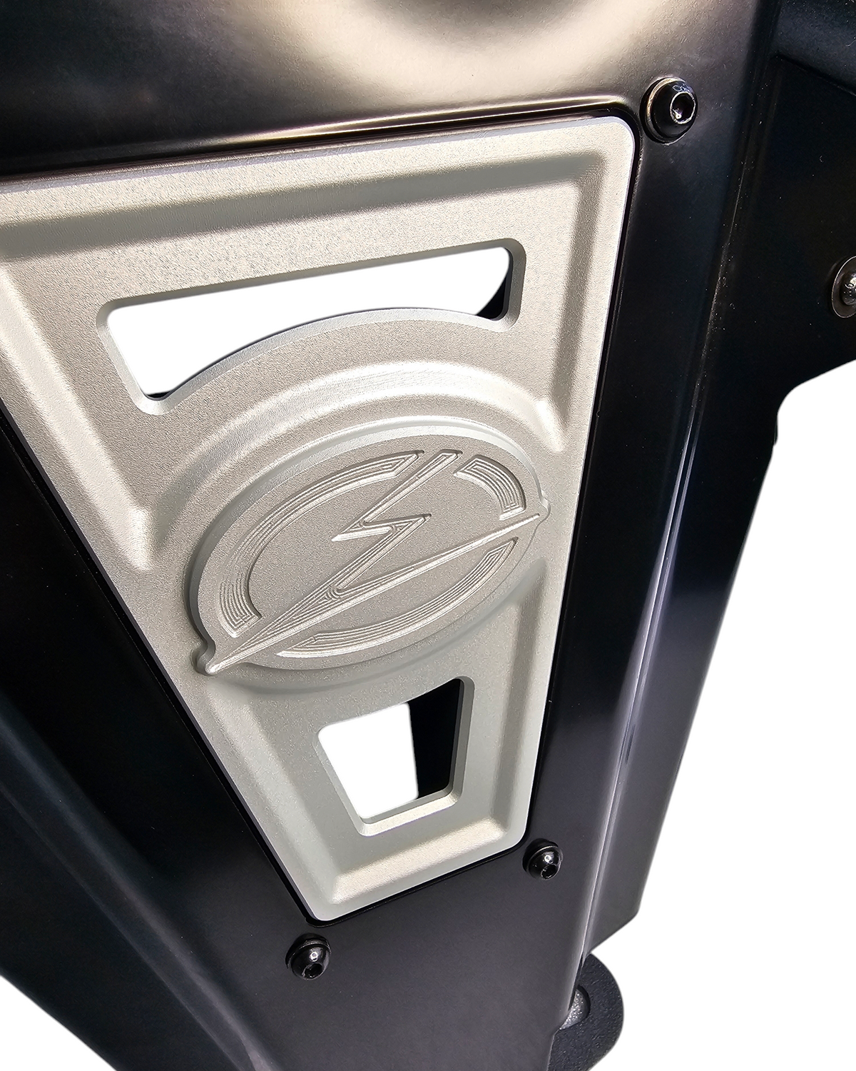 Light bar mounted on Polaris RZR Amp Series tubular front bumper