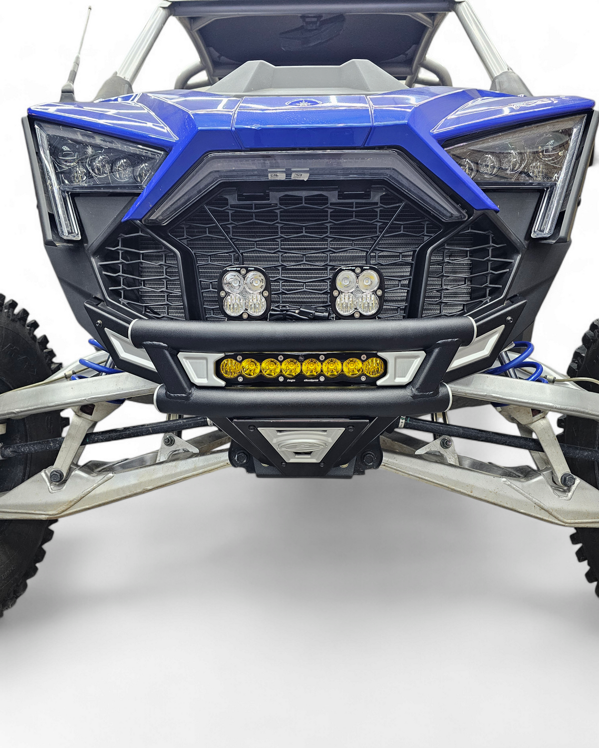 Satin black panel detail on Polaris RZR Pro R Amp front bumper