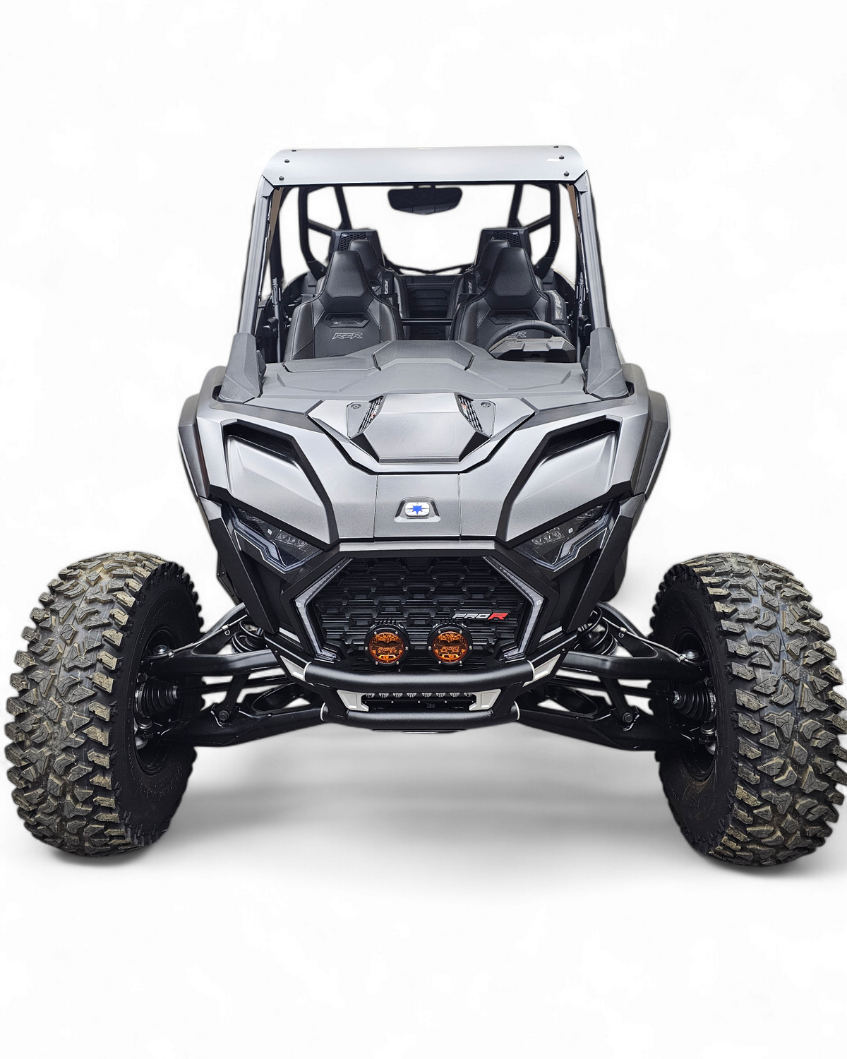 Multi-material construction detail showing tubing and sheet aluminum on Polaris RZR Amp front bumper
