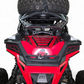 Polaris RZR tire rack pivoted open for access showing storage underneath