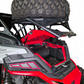 Side profile of Polaris RZR tire rack showing high-clearance pivot design