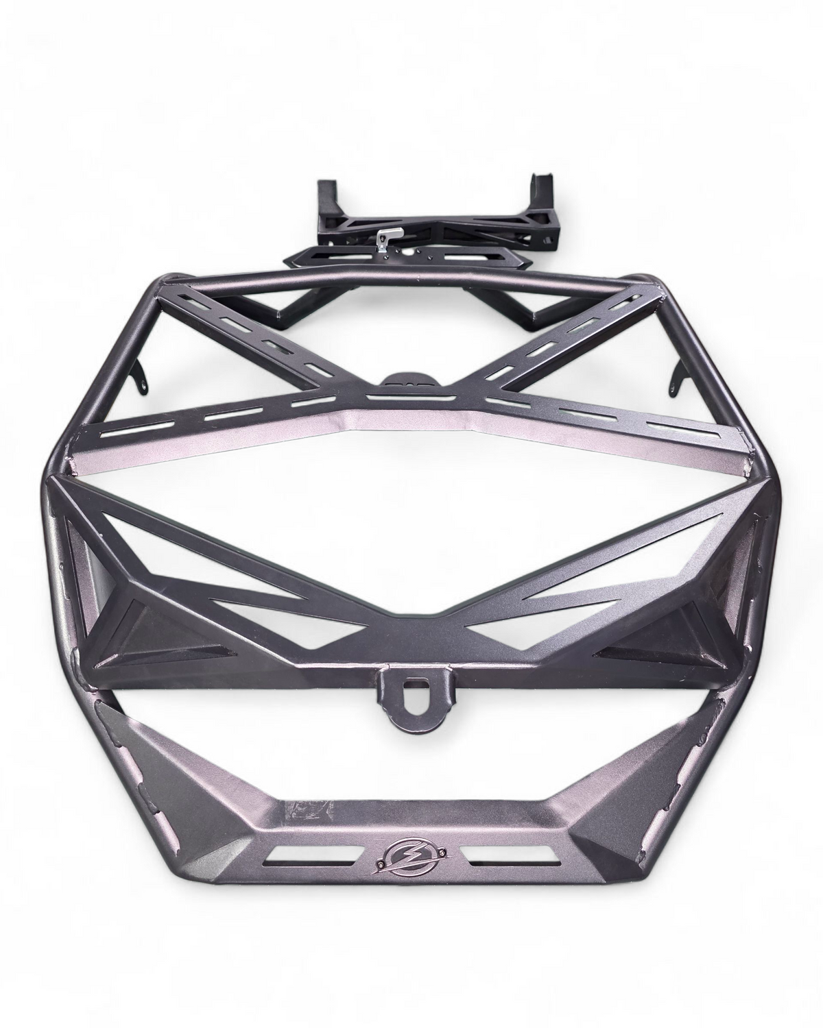 Aluminum trim and steel weld detail on Polaris RZR high clearance tire rack