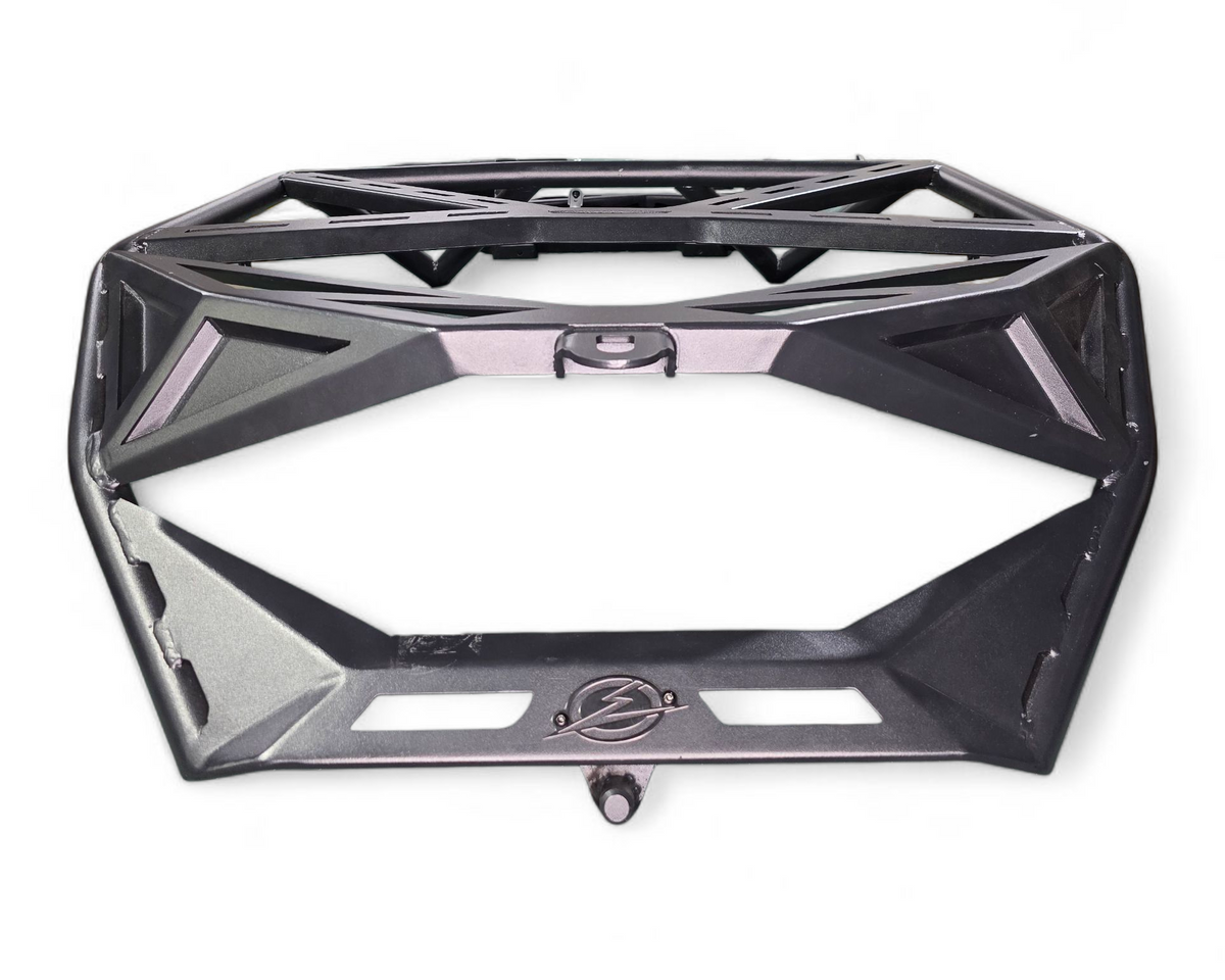 Pivot action shown on Polaris RZR high clearance tire carrier