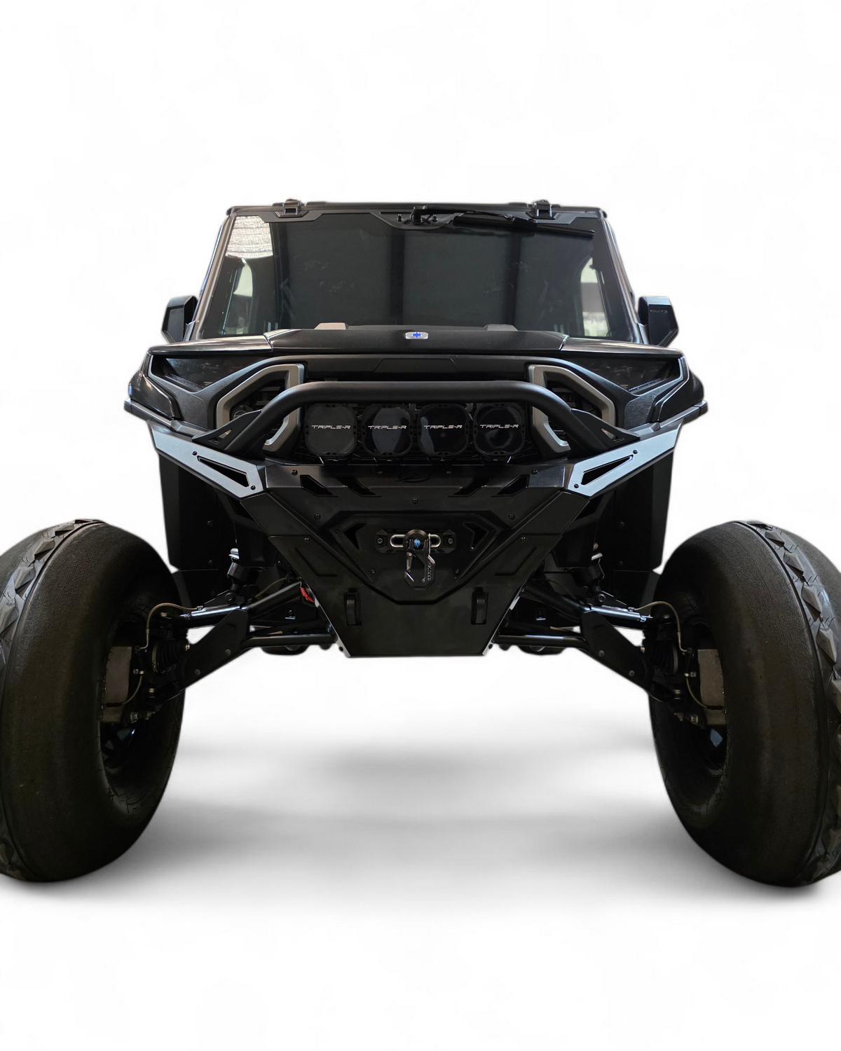 Front three-quarter view of Polaris Ranger 1500 Volt front winch bumper showing slim body-line fitment