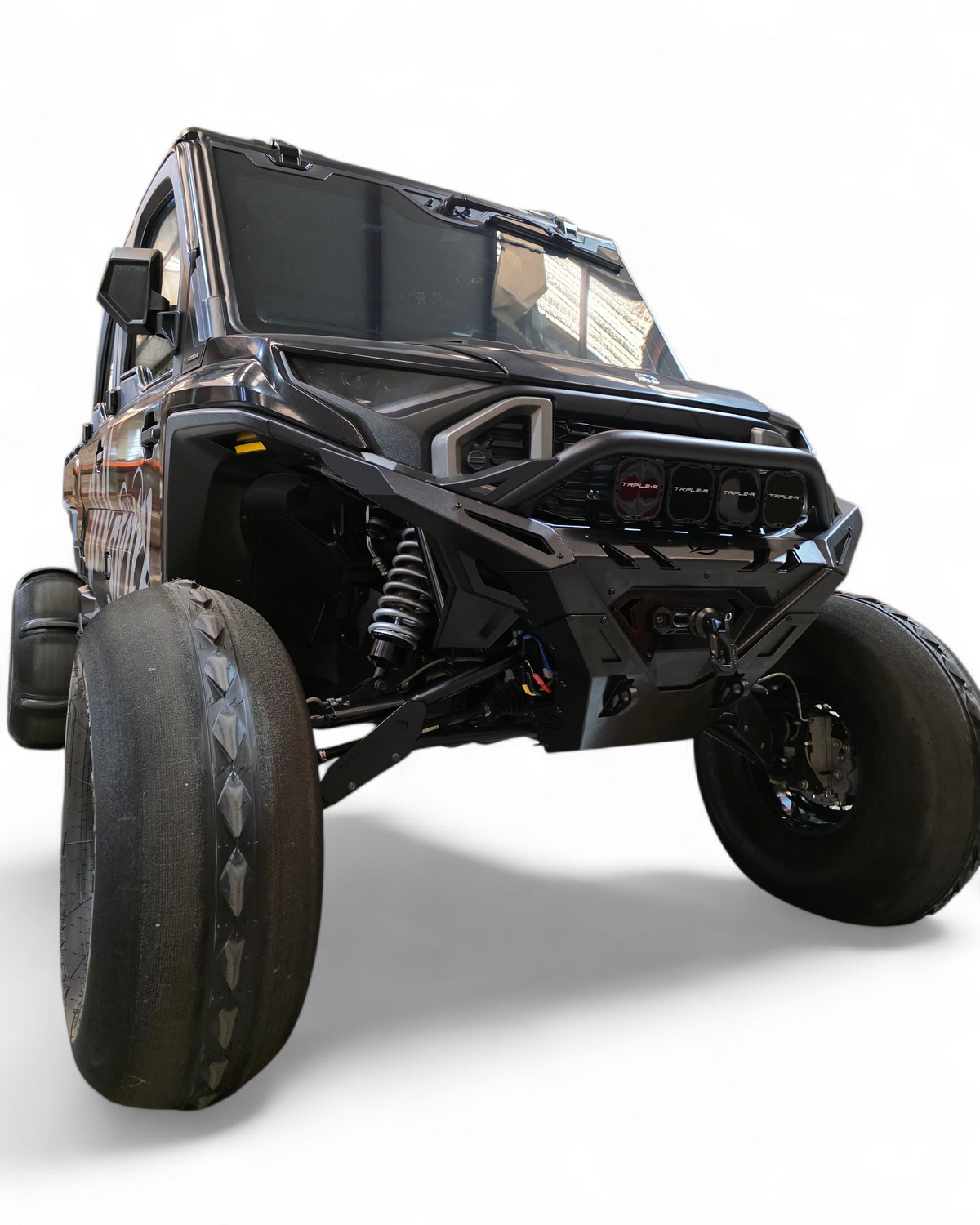 Hidden winch mount detail on Polaris Ranger 1500 Volt front winch bumper
