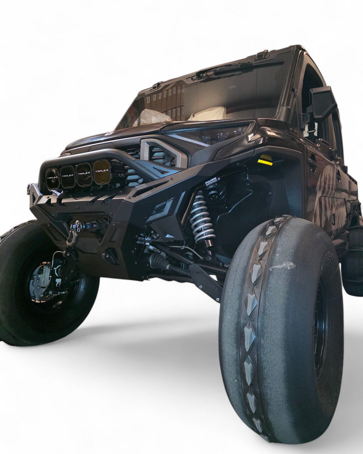 Overhead view of Polaris Ranger 1500 Volt front winch bumper showing mounting layout