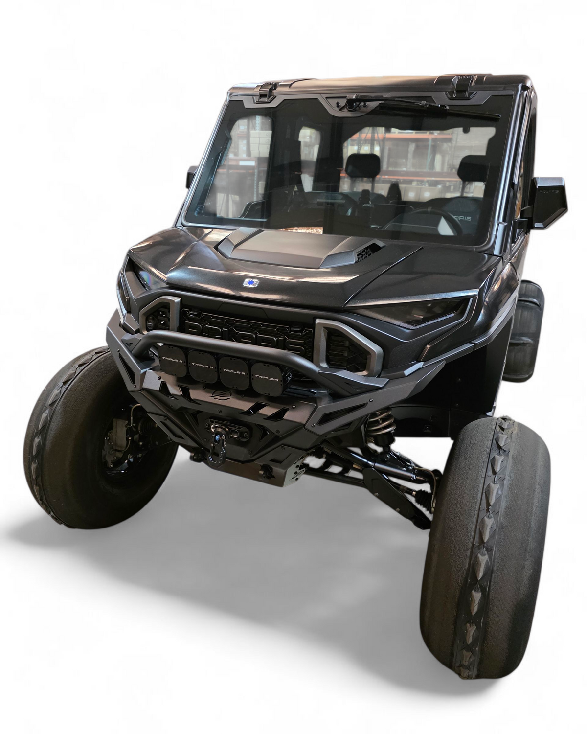 D-ring recovery point detail on Polaris Ranger 1500 Volt front winch bumper