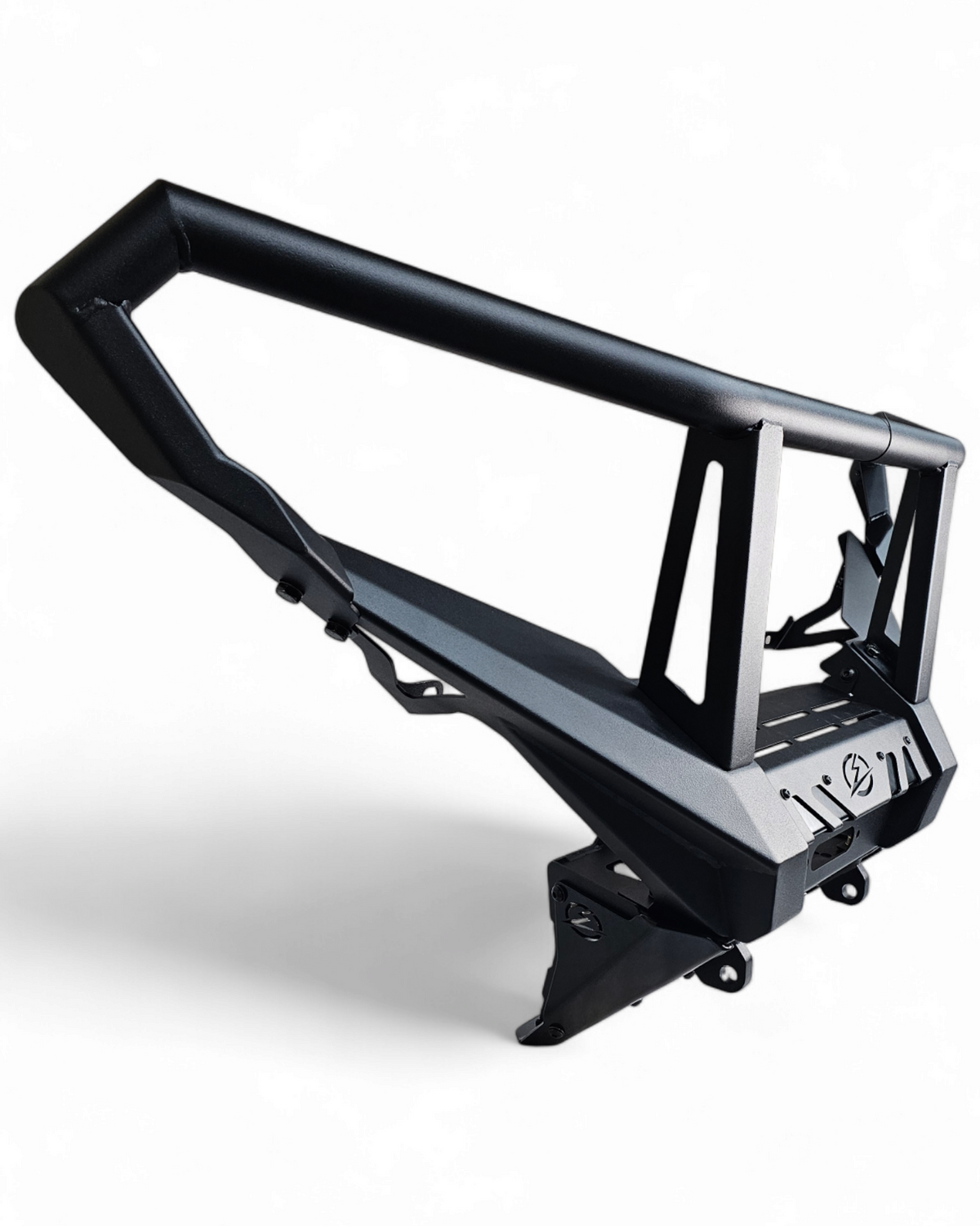 Passenger side view of Polaris Xpedition HDX Front Bumper with brush guard installed