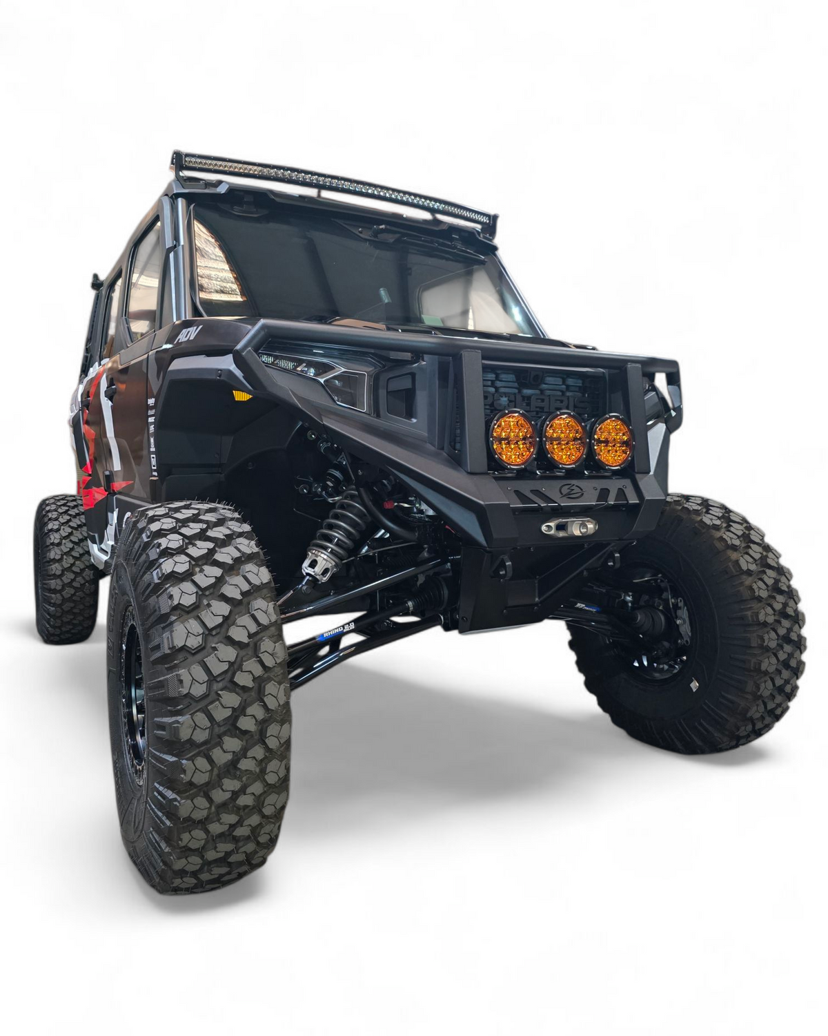 D-ring towing point detail on Polaris Xpedition HDX Front Bumper with brush guard