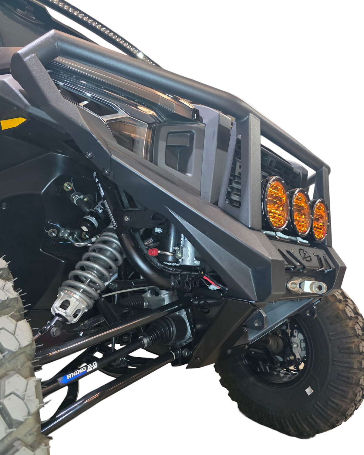 Brush guard upright detail on Polaris Xpedition HDX Front Bumper showing branch and limb protection