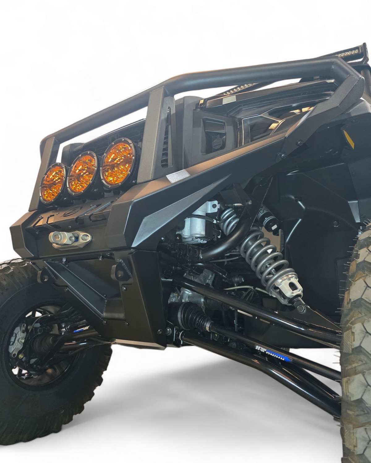 Bolt-on mounting point detail on Polaris Xpedition HDX Bumper with brush guard