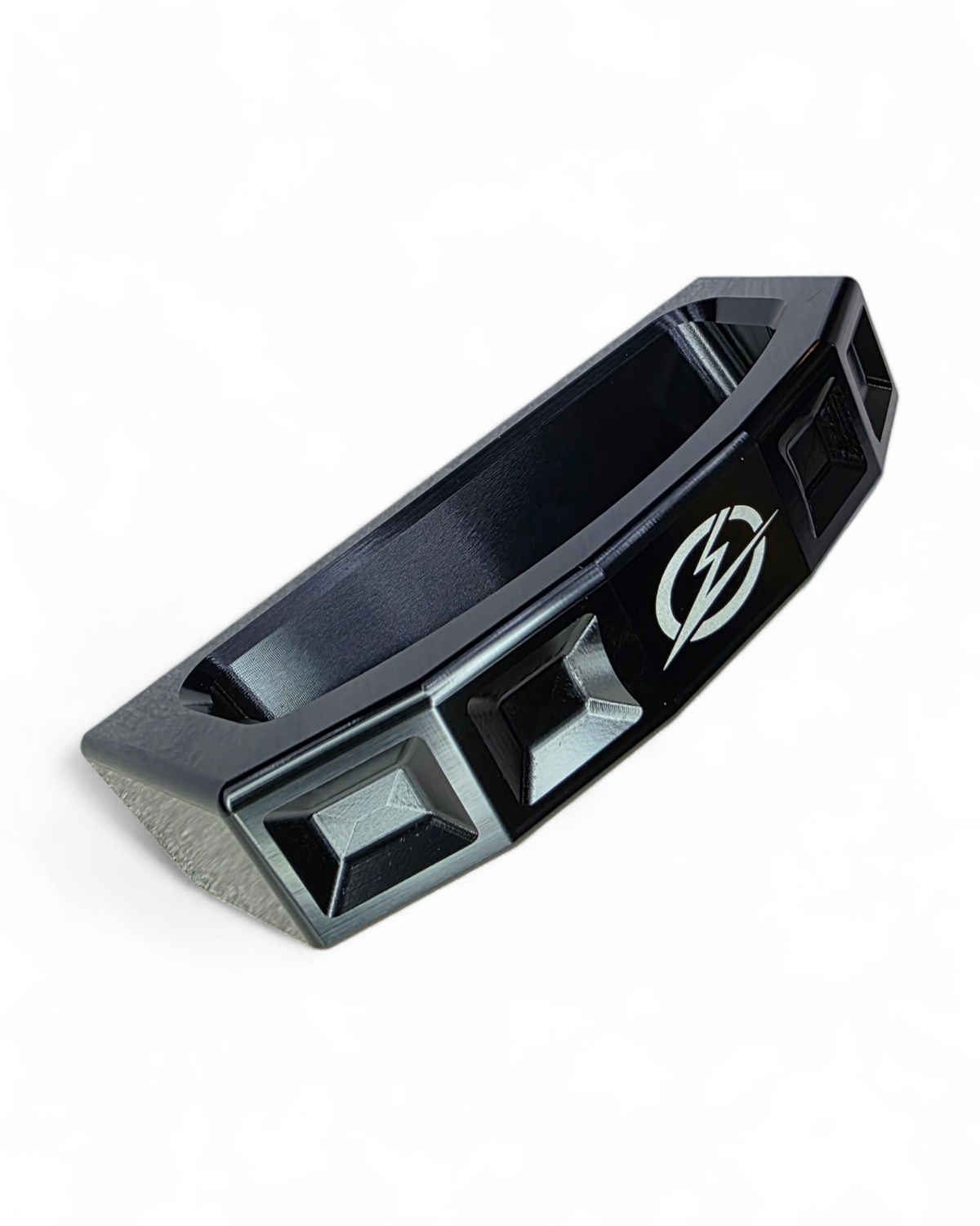 Angled view of billet rear glass grab handle on Polaris Xpedition