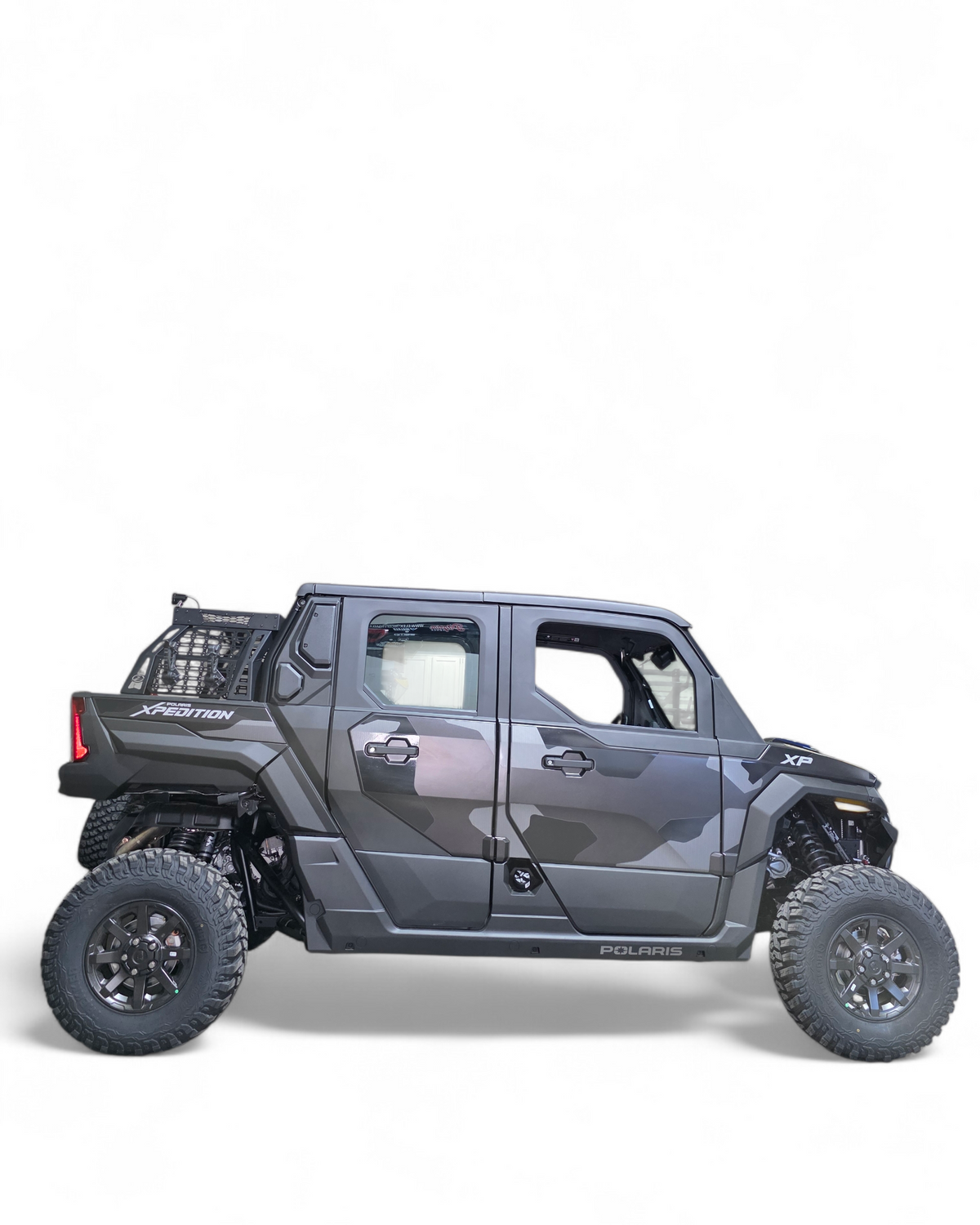 Rear view of Polaris Xpedition XP with Volt short rack installed in the bed