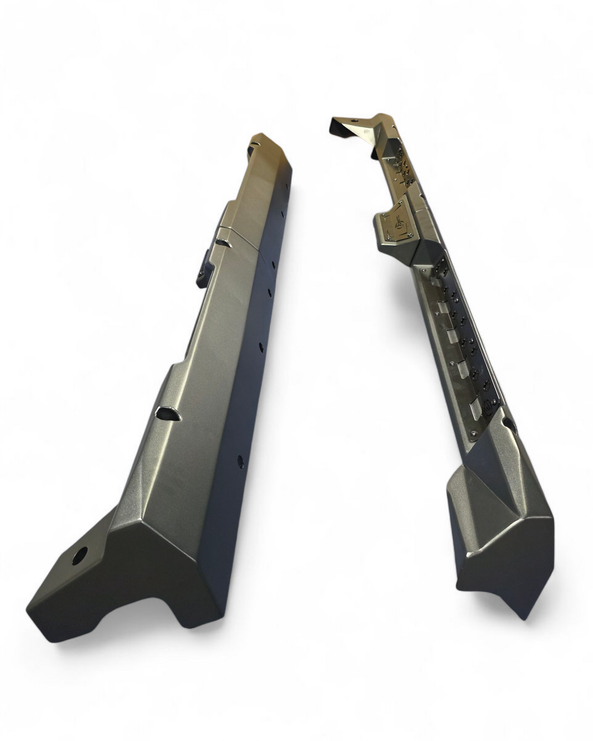 Steel slider and step construction detail on Polaris Xpedition rock steps