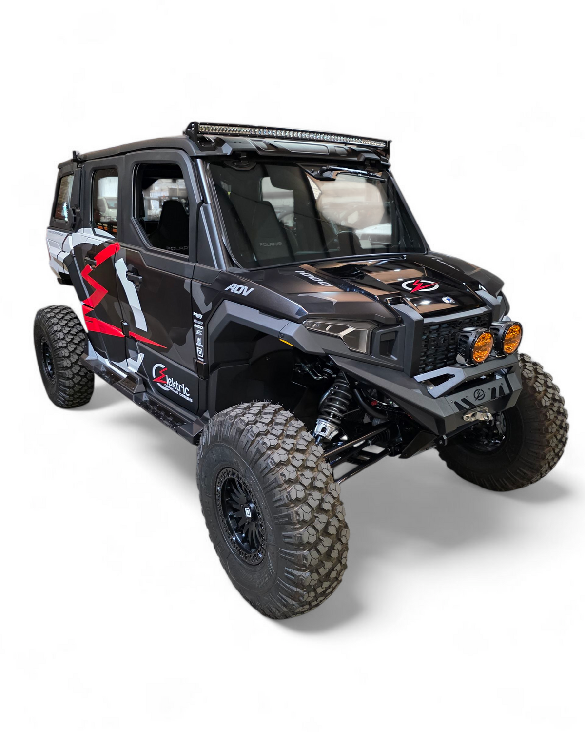 Passenger side Volt rock step on Polaris Xpedition showing frame protection