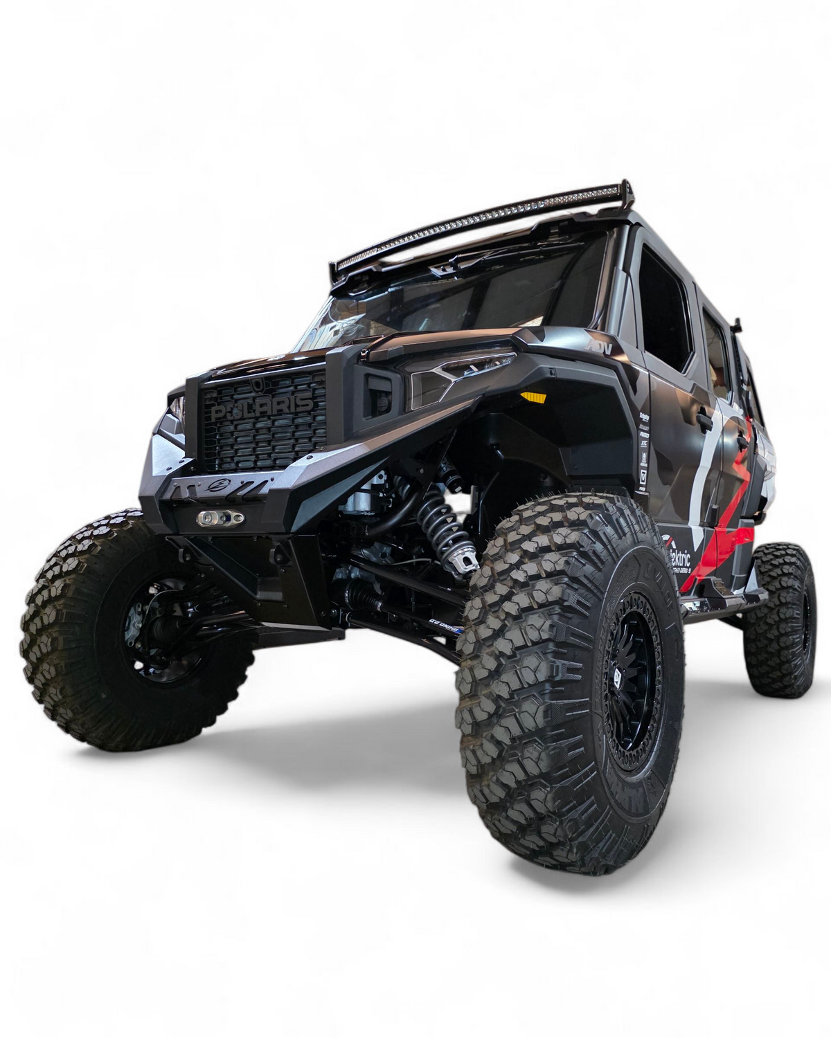 Polaris Xpedition HDX Front Winch Bumper with larger winch installed showing hidden mount integration