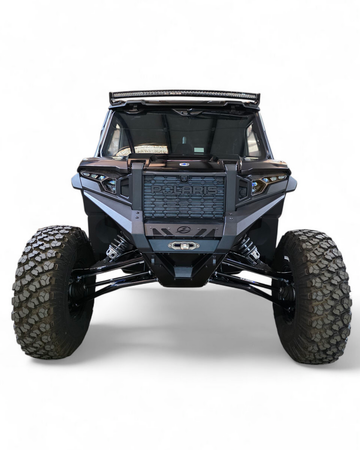 Polaris Xpedition HDX Front Winch Bumper with lights mounted showing forward lighting configuration