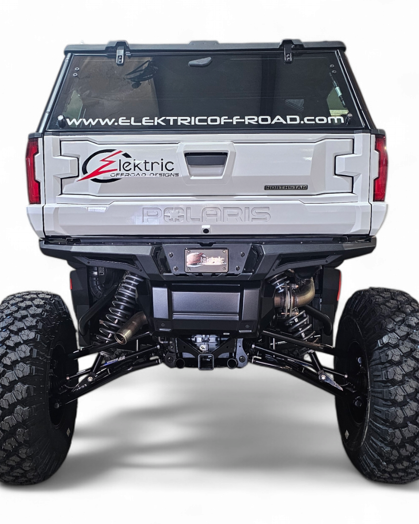 Volt Series Rear Bumper installed on 2024 Polaris Xpedition showing modern steel construction in hammer black