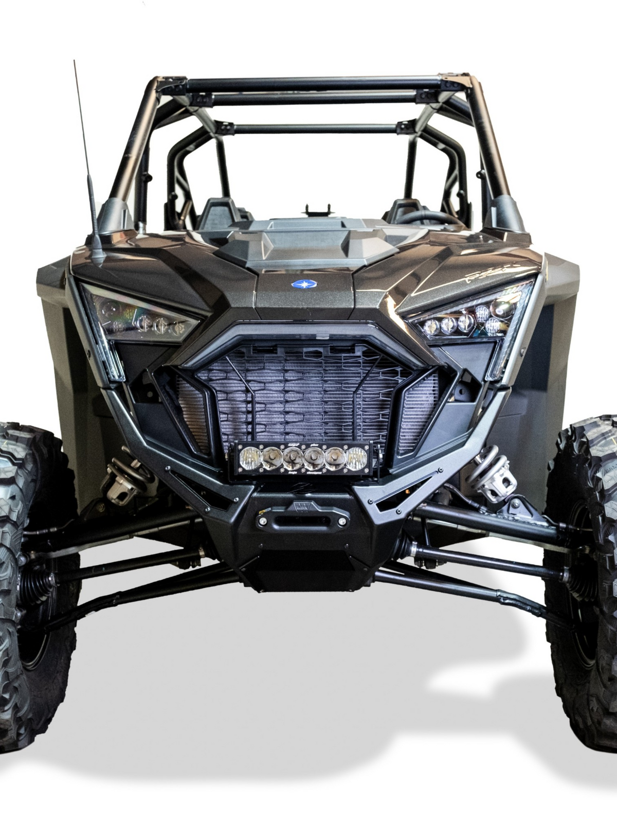 Full machine front view of 2022-2024 Polaris RZR Pro R with Volt front winch bumper