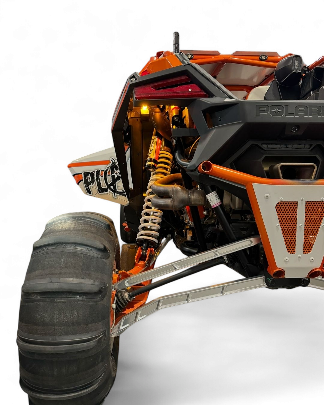 Clear hard anodized finish showing natural machined aluminum on Polaris RZR billet radius rods