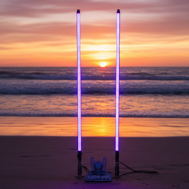 Marty Whip Set | Dual High-Reflectivity White Backing LED Lights