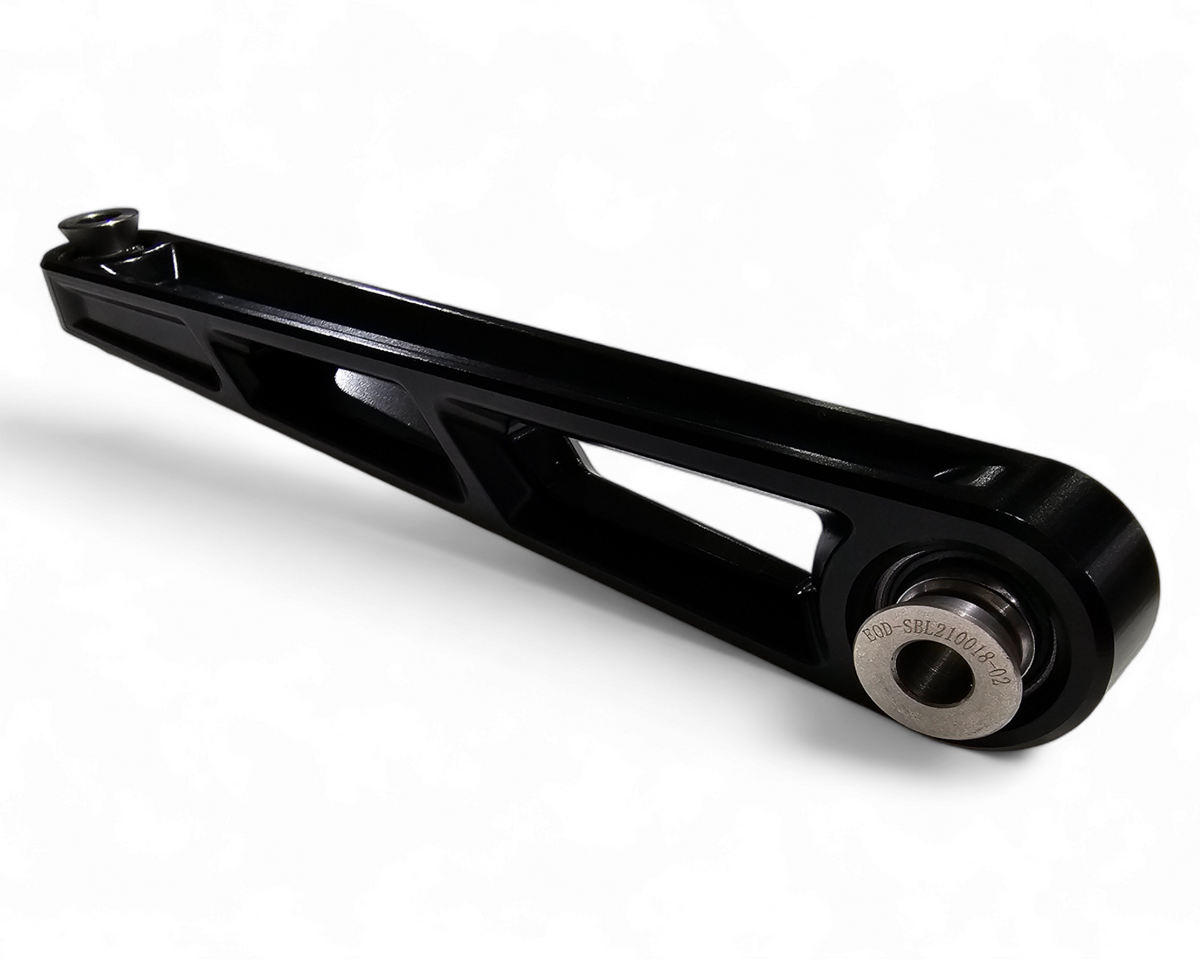 Teflon-coated uni-ball and misalignment spacer detail on Polaris RZR front sway bar link