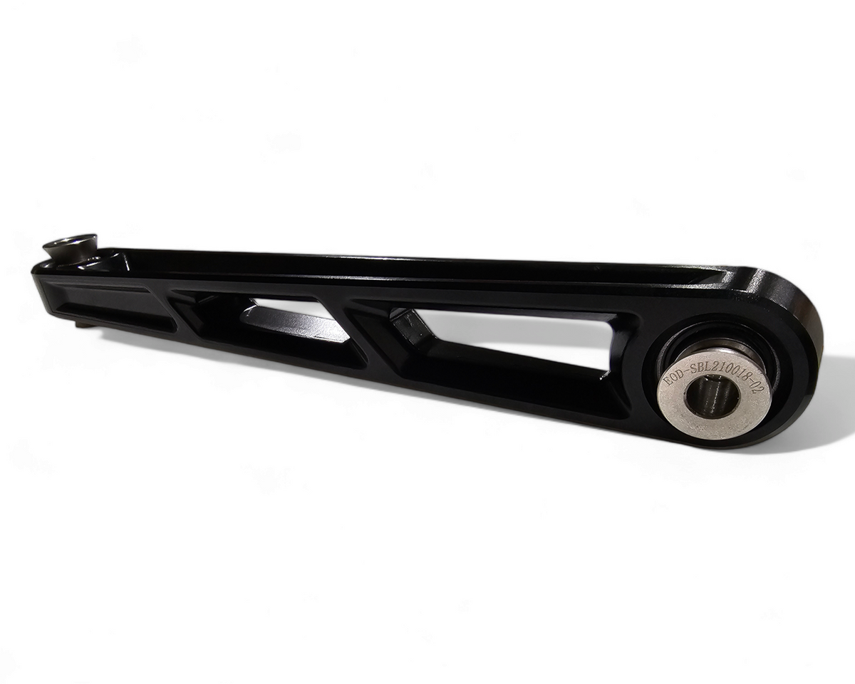 Polaris RZR Pro R Turbo R Front Sway Bar Links in black shown solo displaying full billet pair