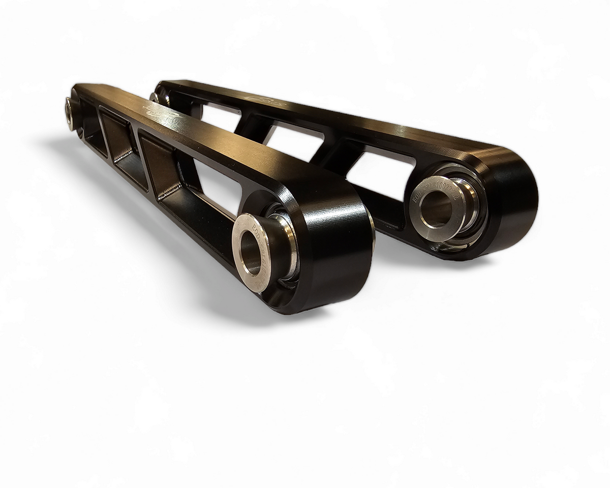 Polaris RZR Pro R Turbo R black billet rear sway bar links shown as a set