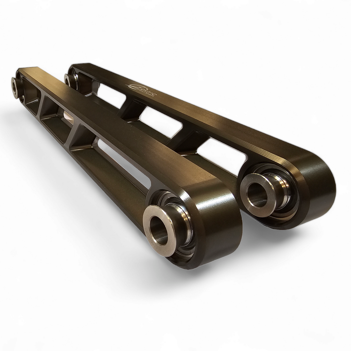 Rear Sway Bar Link in gunmetal anodize for Polaris RZR Pro R showing 6061 billet aluminum construction