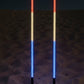 Two LED light whips, one red and one white, on a dark background with a visible brand logo.