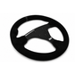 Side angle view of RLB 14" UTV steering wheel showing dish depth and center mounting plate