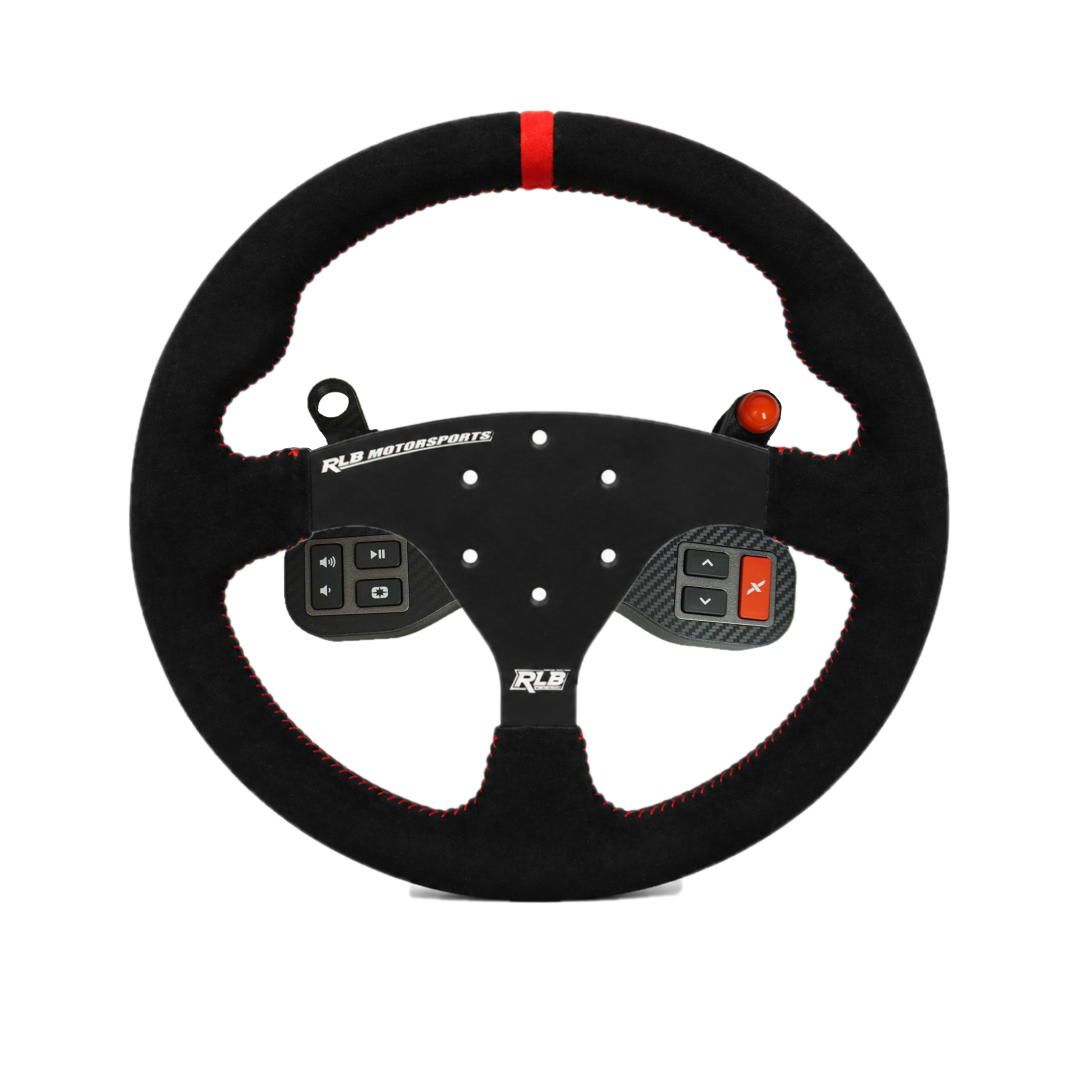 RLB suede UTV steering wheel installed in with Adapt IQ steering button mount plate for Polaris Pro UTV models
