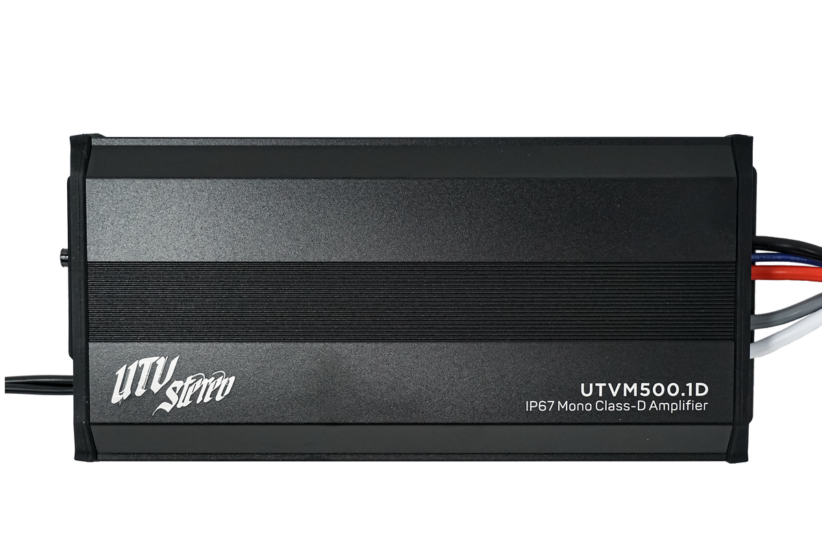 UTV Stereo UTVM500.1D IP67 mono class-D amplifier in black