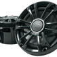Two black UTV Stereo coaxial speakers with mesh grilles