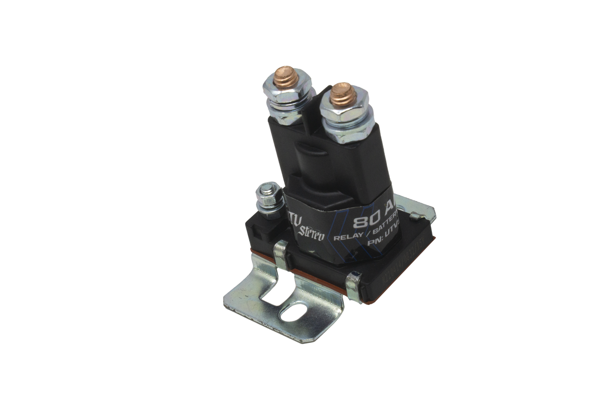 UTV Stereo 80 amp battery relay with metal mounting bracket