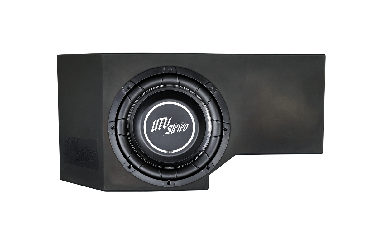 UTV Stereo Elite subwoofer in a black enclosure