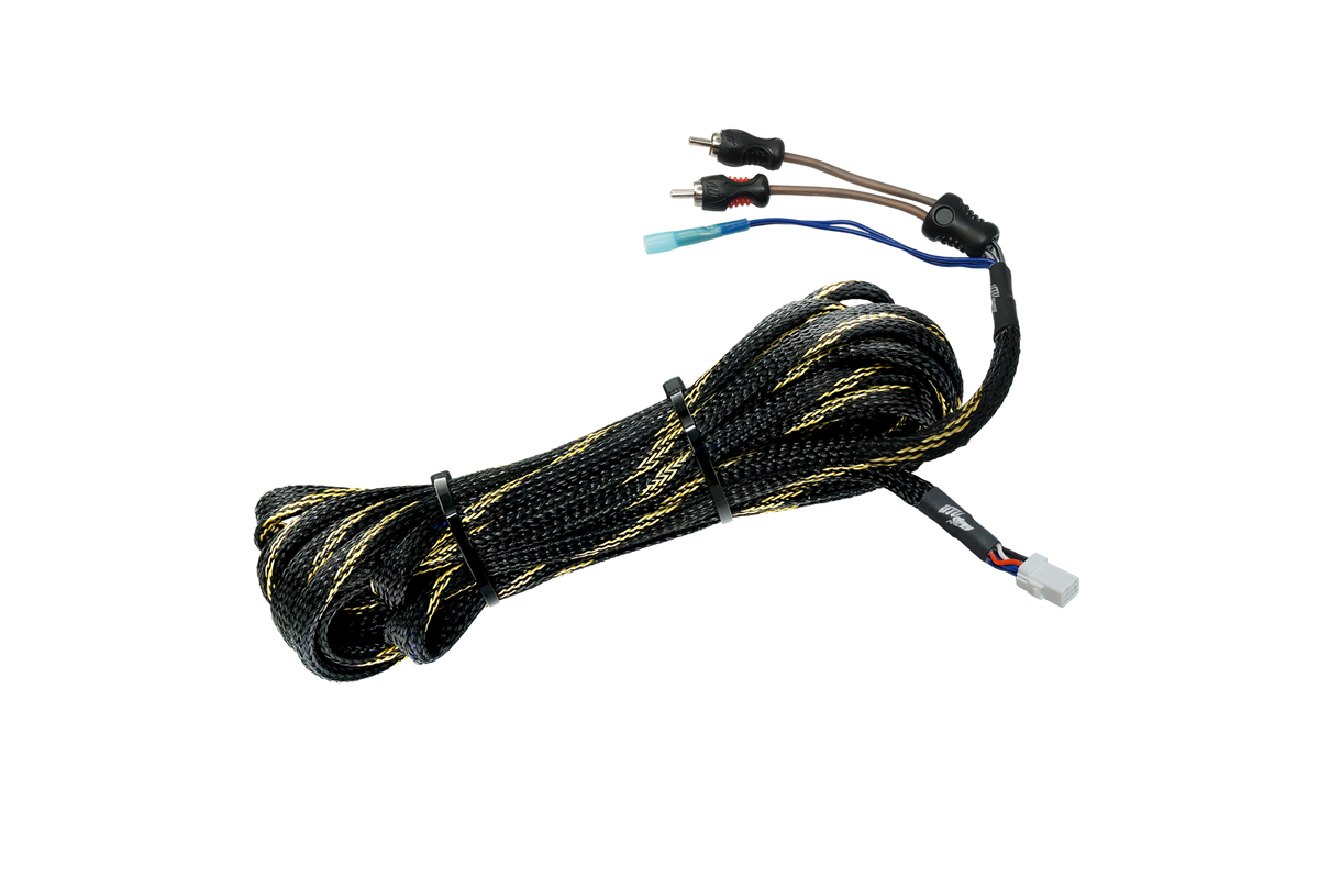 UTV Stereo braided signal cable with RCA connectors and white plug
