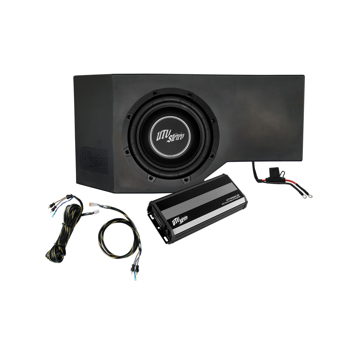 UTV Stereo subwoofer box amplifier and wiring harness kit