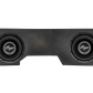 UTV Stereo dual subwoofer enclosure with two black speakers