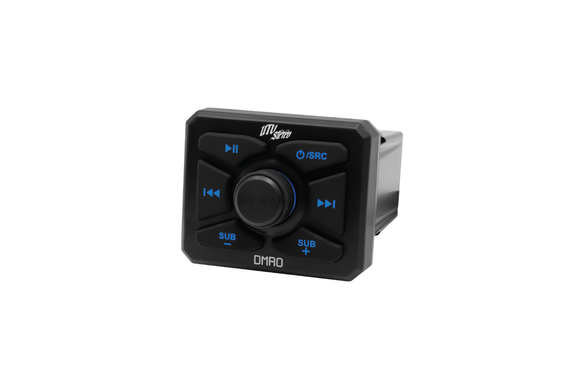 UTV Stereo DMRO digital media receiver with central volume knob and blue backlit control buttons