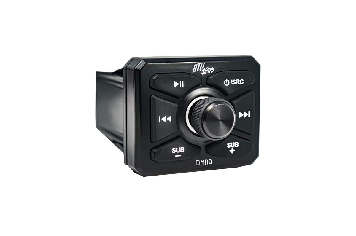 UTV Stereo DMRO digital media receiver with central volume knob and playback control buttons