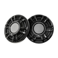 Two black UTV Stereo speakers with silver mesh centers
