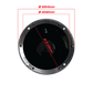 Technical diagram of a circular speaker housing showing dimensions of 224mm 202mm and 218mm