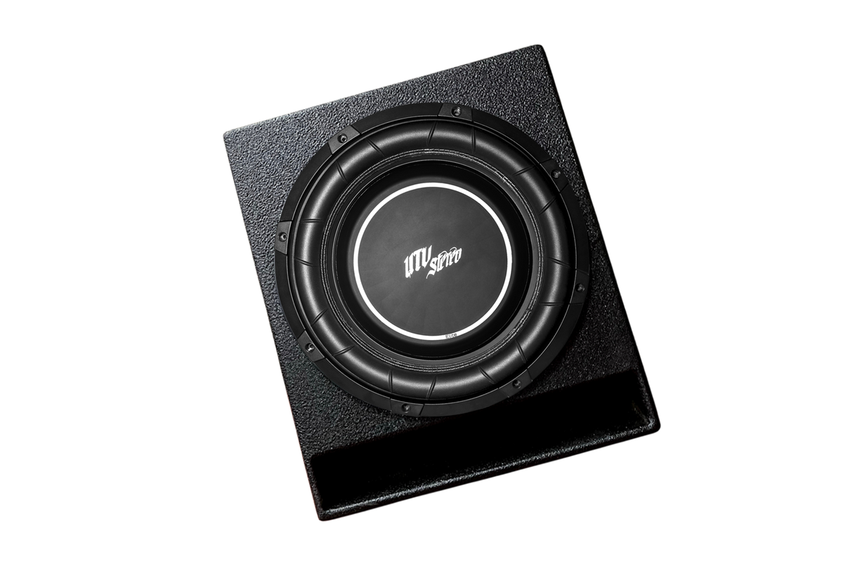 UTV Stereo Elite subwoofer in a black enclosure