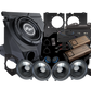 UTV Stereo Elite audio system kit with subwoofer enclosure, four speakers, two amplifiers, and mounting hardware