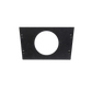 Black trapezoidal mounting plate with a central circular cutout and four corner screws
